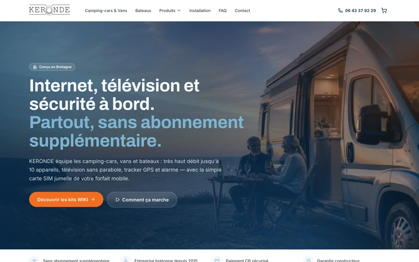 Site Keronde Connect (E-commerce · Internet & TV nomade) réalisé par Digitori